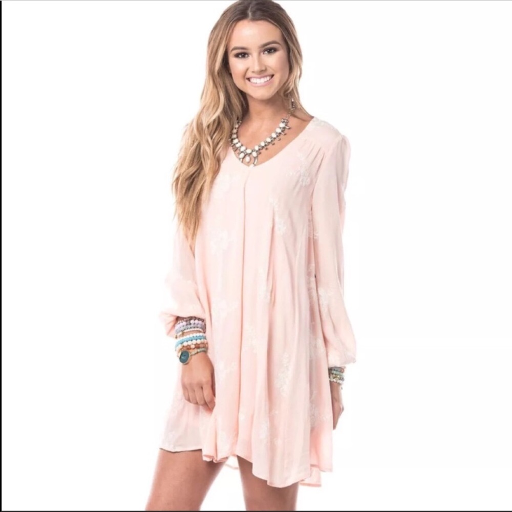 Smell The Roses Dress Long Sleeve Cutout Back